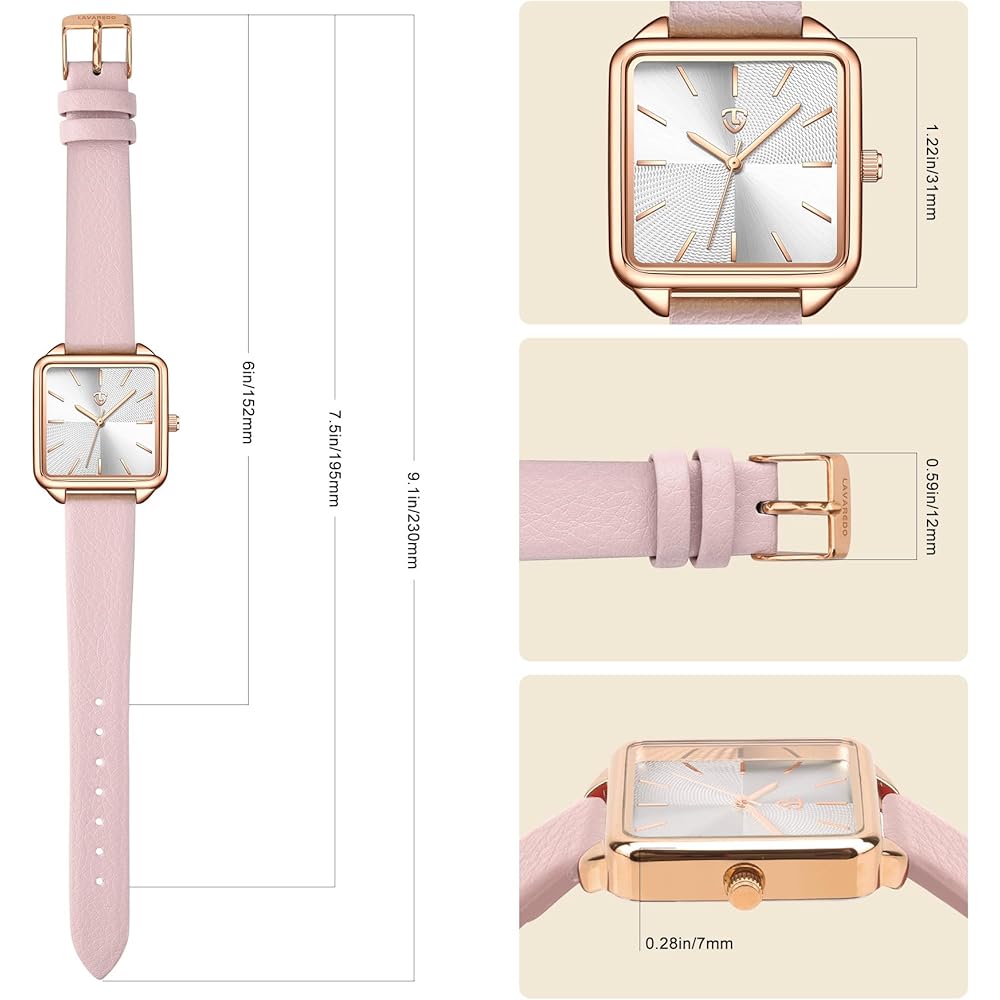 ShunkanSai Women's Analog Quartz Watch Square Waterproof Leather Strap Casual Fashion Timepiece