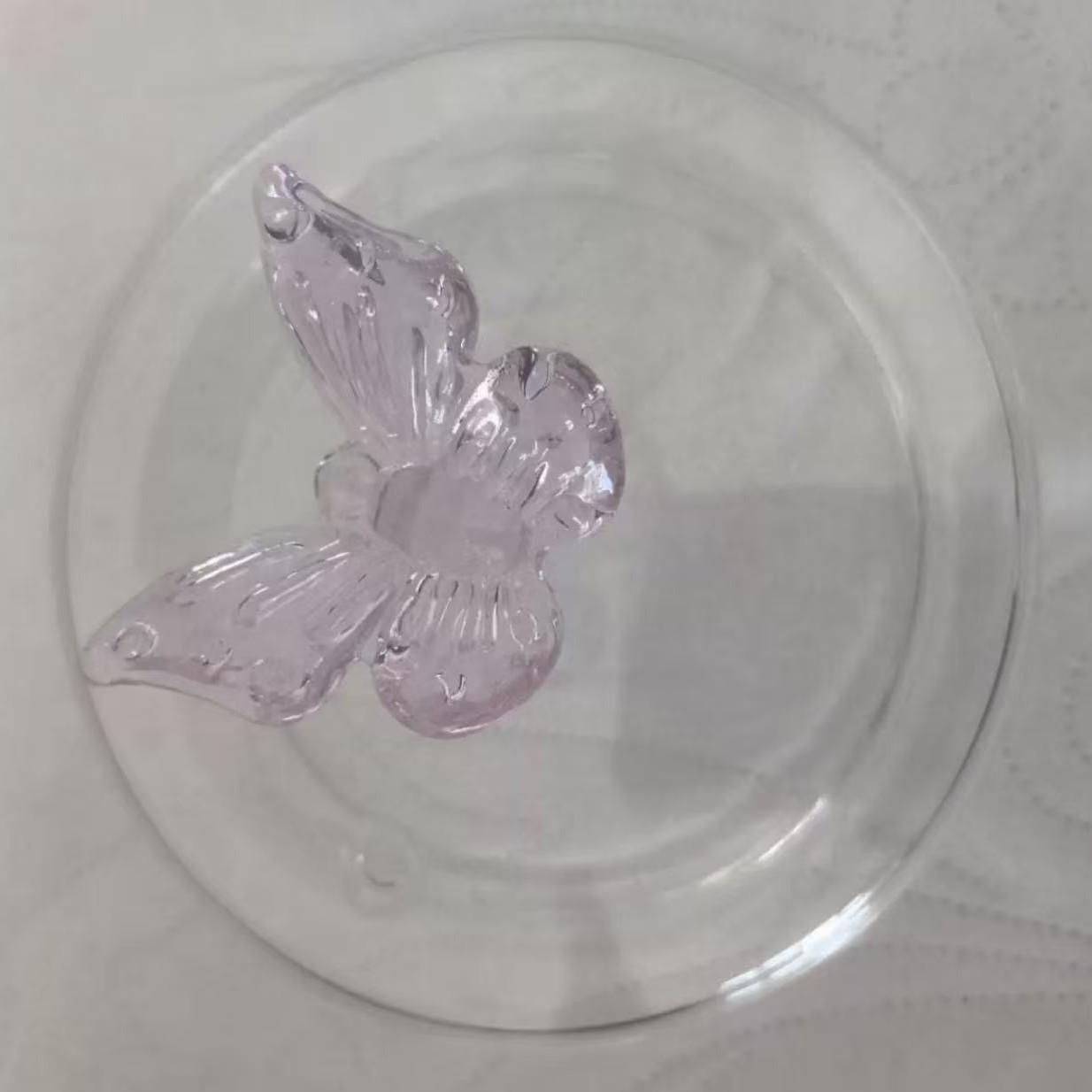 

Pink Butterfly Flower Teapot: Heat-Resistant Borosilicate Glass with Handle for Electric Ceramic Stoves. 700ml