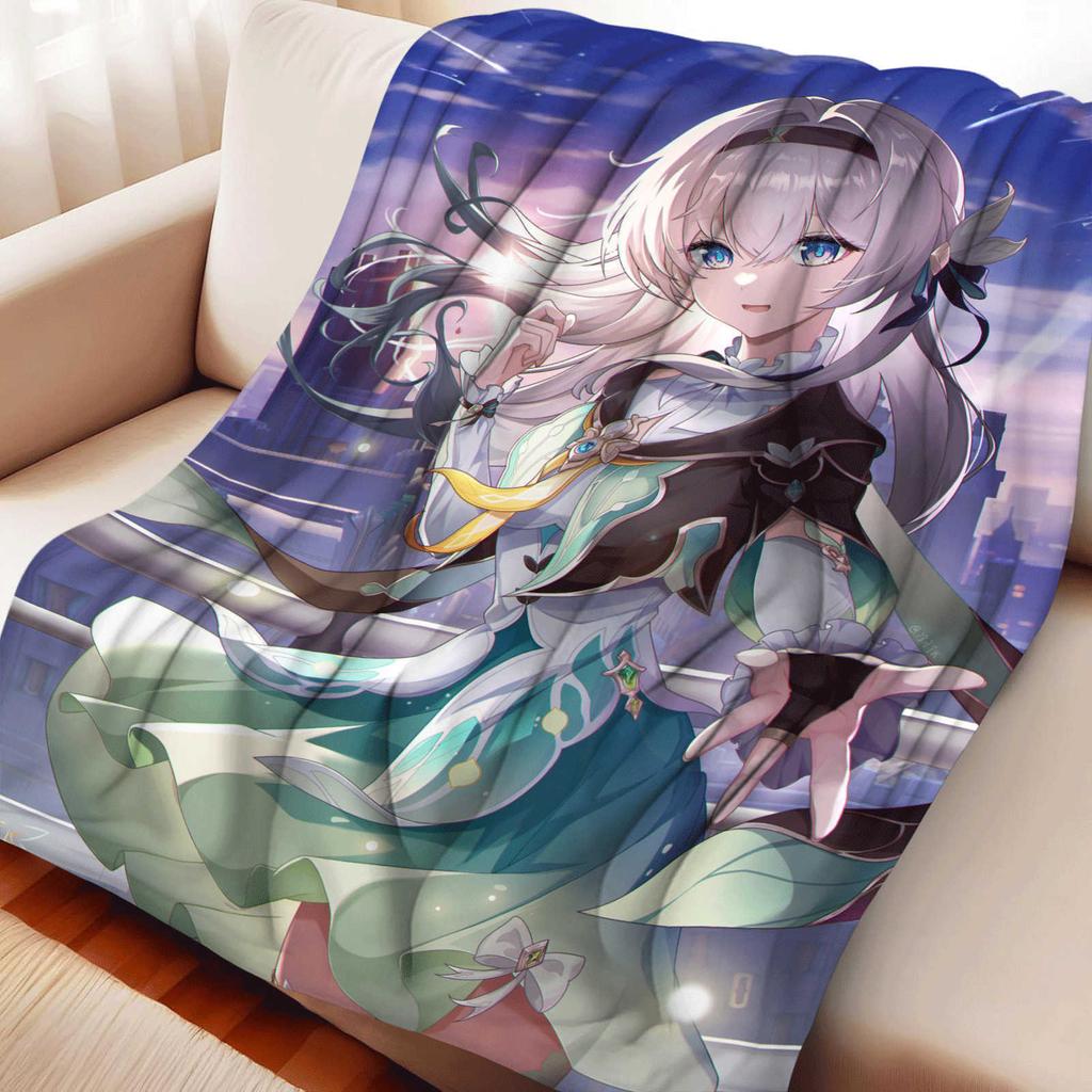 Cartoon Cute Firefly Flannel Blanket Cover Warm Soft Anime Honkai Star Rail Blanket Multifunctional Universal Blankets