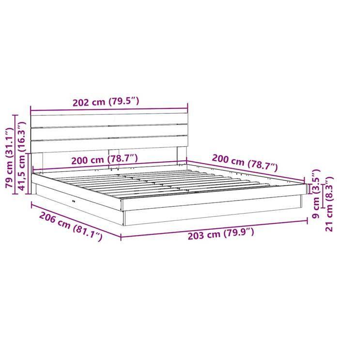 VidaXL Bed Frame with Headboard Without Mattress 200 X 200 Cm 3315738