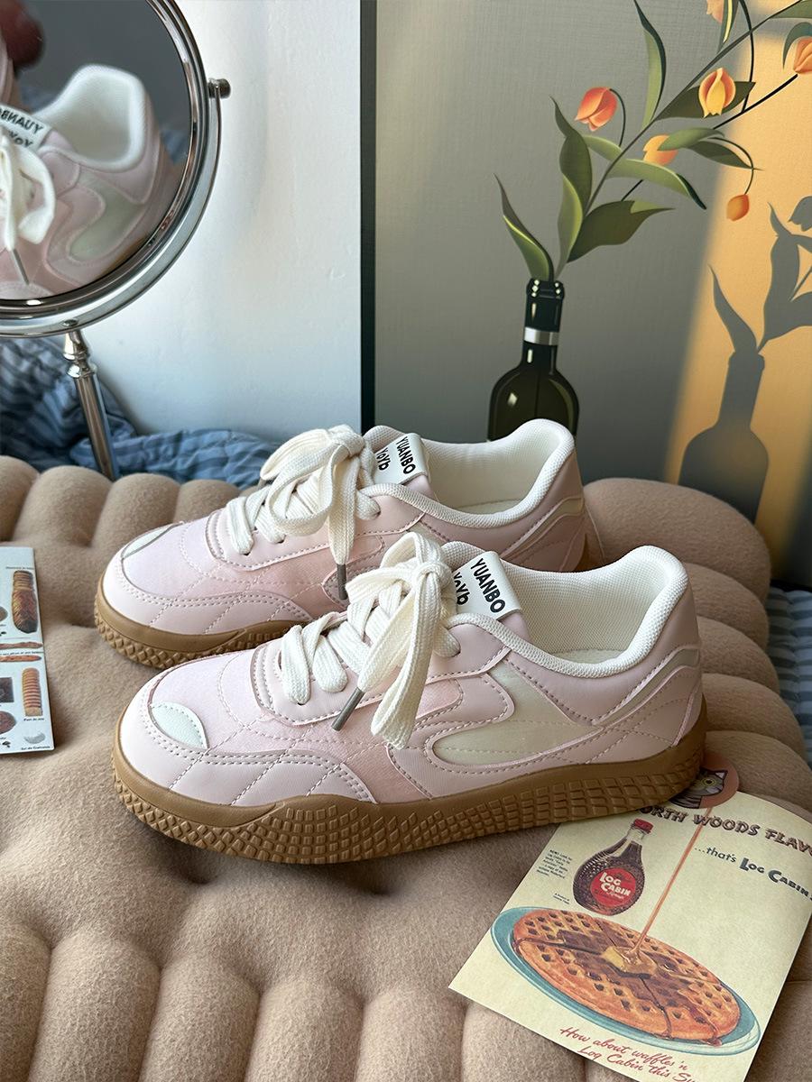 

Autumn New Sports Shoes Women s Fashion Round Head Breathable Front Lacing Soft Sole Non-slip Single Shoes zapatillas de mujer 40 рожевий