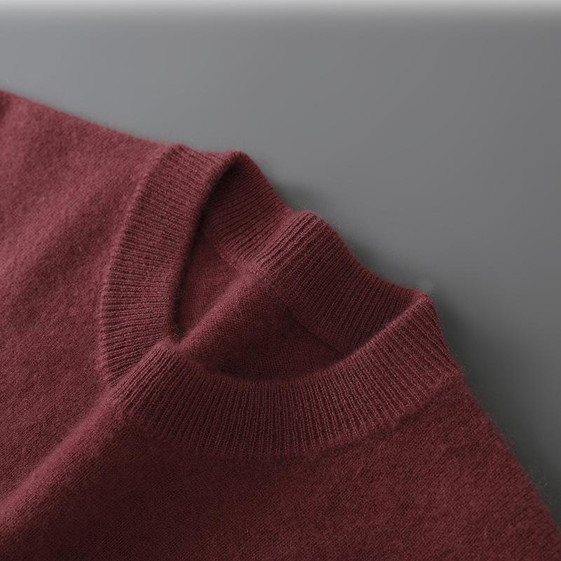 Herrtröja i enfärgad ullstickad casual