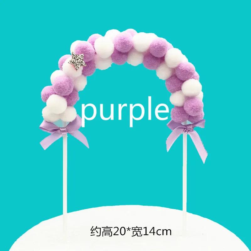 

Rainbow Wool Ball Cake Decoration 2 Pieces of Arched Wool Ball Cake Card Birthday Card Birthday Cake Scene Accessories фіолетовий