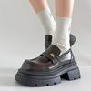 Black British style retro versatile platform small leather shoes autumn and winter with skirts and loafers