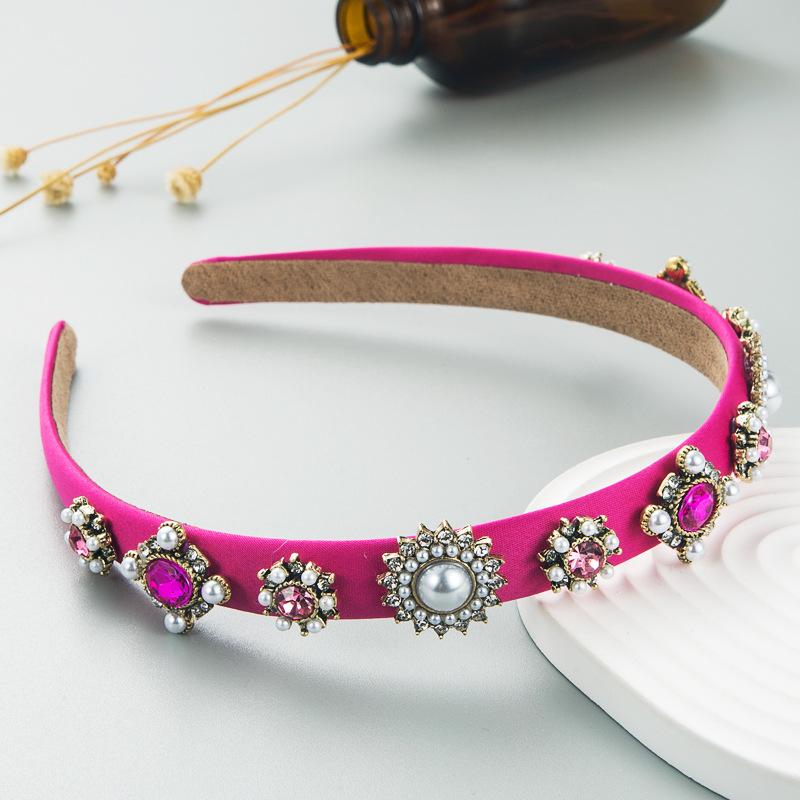 

Женский ободок-обруч в стиле барокко, красочный обруч для водяной дрели с широким краем, яркий орнамент для волос, головной убор OneSize розы красного