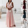 2025 European & American Spring/Summer Women's Solid Color V-Neck Evening Gown