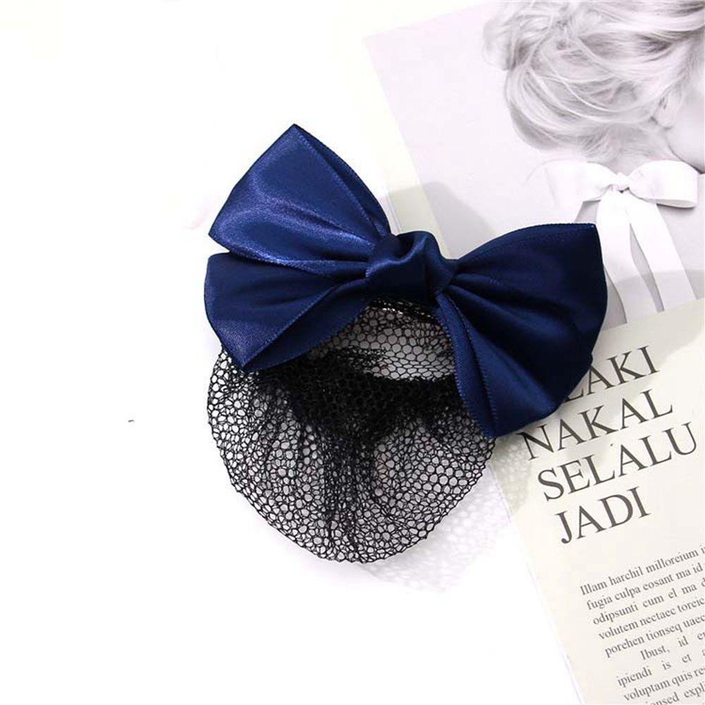 Satin Bow Hair Clip Hotel Ponytail Clip Women Spring Clips Korean Bun Snood Hairgrips Cover Net