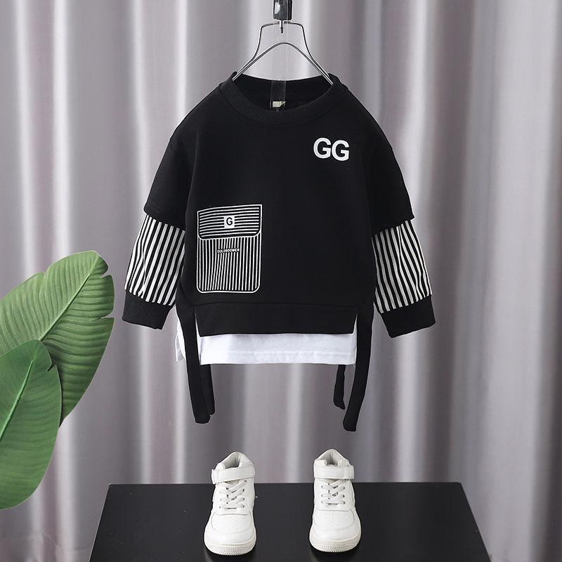 Jungen Frühling/Herbst Zweiteilige Sportbekleidung: Fake Zweiteiliges Sweatshirt & Freizeithose für Kinder