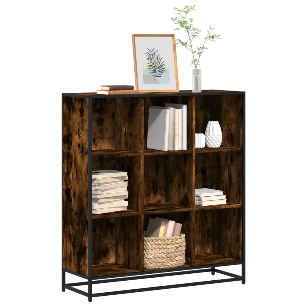 Bookshelf Smoked Oak 97.5x33x107.5 cm Wood Based Panel and Metal