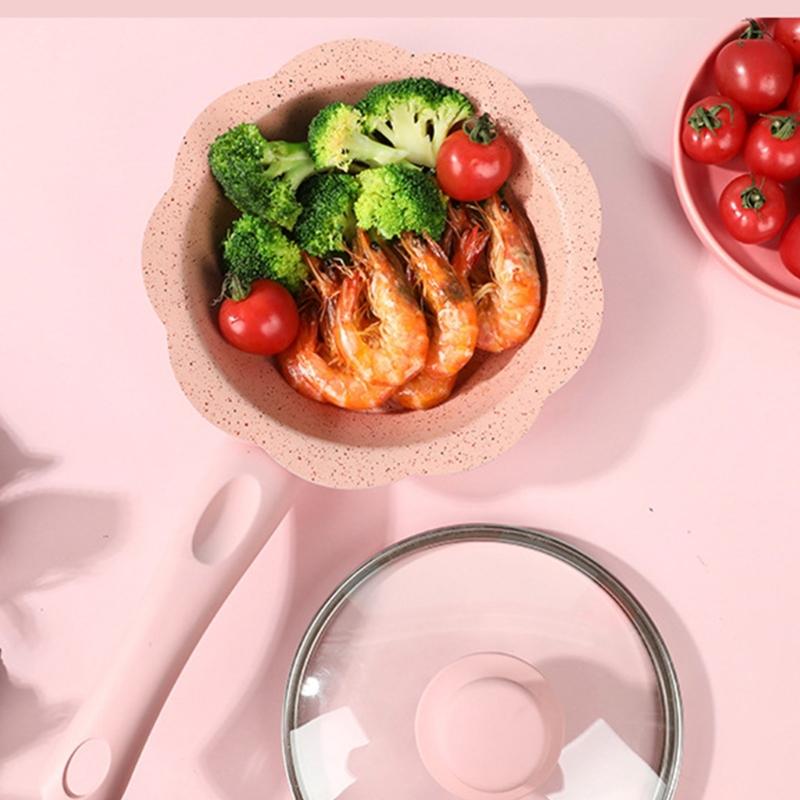 Nonstick Frying Pans Pots for Milk Boiling and Soup Making Convenient Cookware with Glass Cover Lid Food Cooking Tool