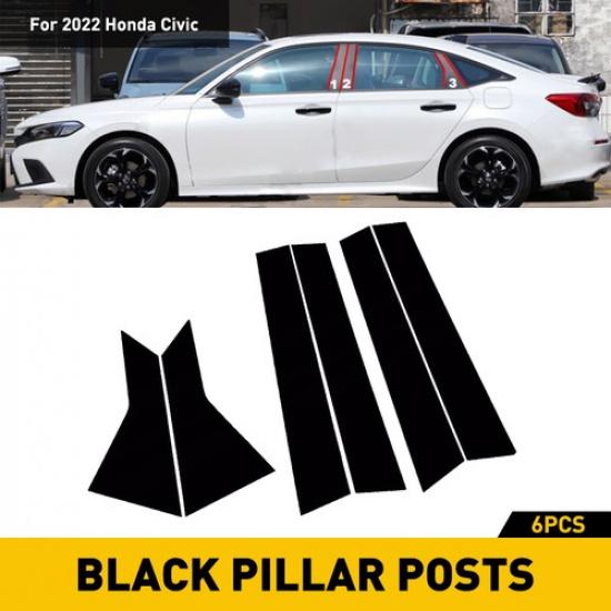 Window Pillar Posts Gloss Black Cover Door Trims For Honda Civic 11Th Sedan
