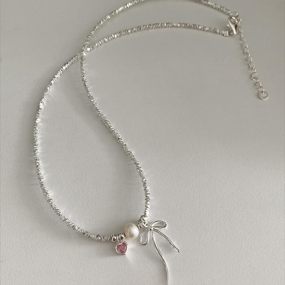 

IF ME корейские искусственные жемчужины сердце ожерелья для женщин хрустальный бант кулон бусины ожерелье модные аксессуары ювелирные изделия подарок