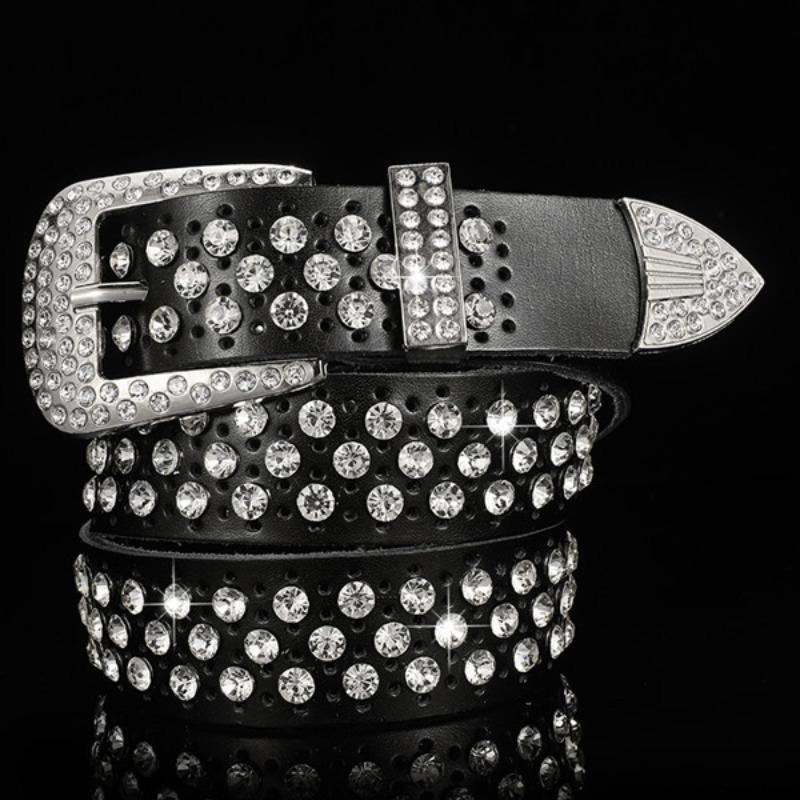 Korean version of rhinestone women s belt, white women s leather with diamonds, full of diamonds women s belt with diamonds
