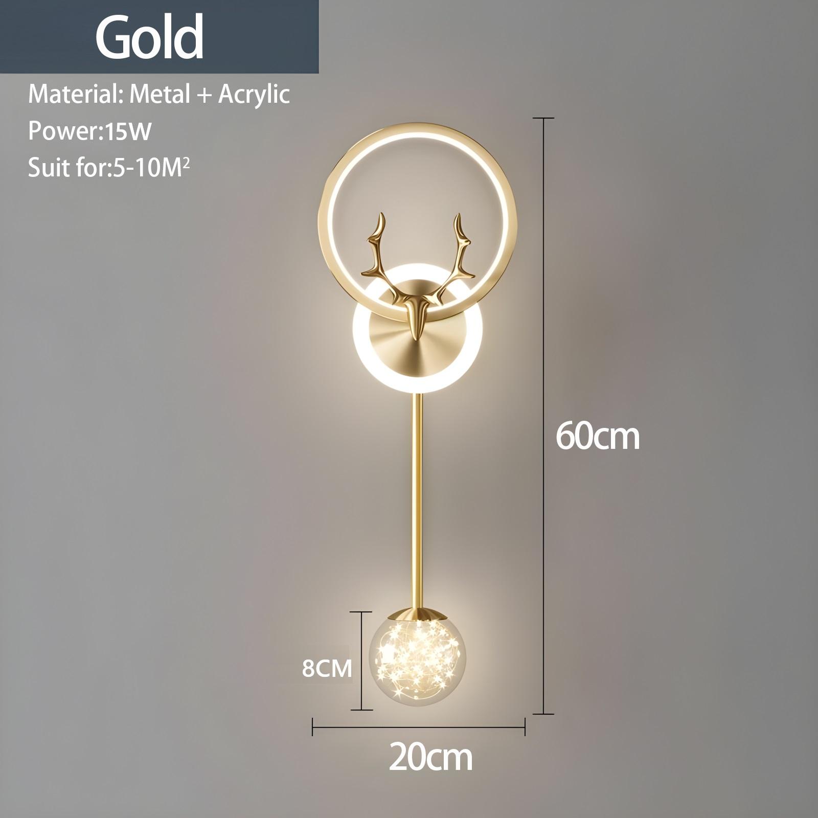 

Скандинавский интерьер Настенный светильник Гостиная Современная светодиодная декорация комнаты Роскошный фон Коридор настенный светильник бра Спальня Прикроватная тумбочка 3 color dimming золотой