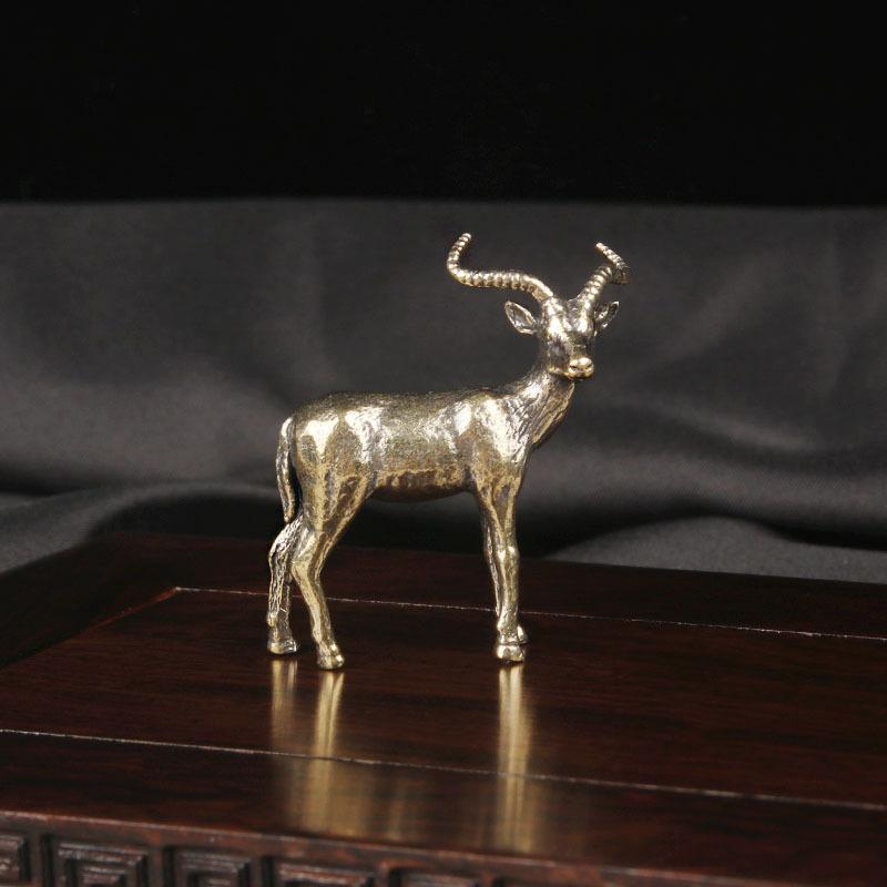 Vintage Brass Antelope Statue Retro Animal Sculpture Tea Pet, Decor Ornament For Home Office, Collector Gift