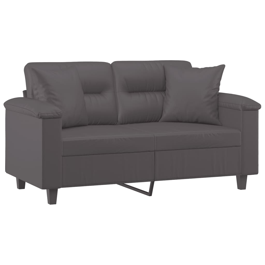 Vidaxl 2-Seater Sofa With Cushions, Gray, 120 Cm, Faux Leather
