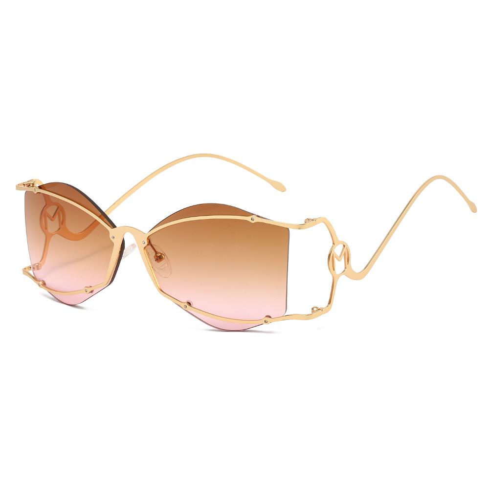 Ins New Frameless Edge Trimming Personality Irregular Trend Women Sunglasses Hip Hop Punk Funny Men Shades Uv400