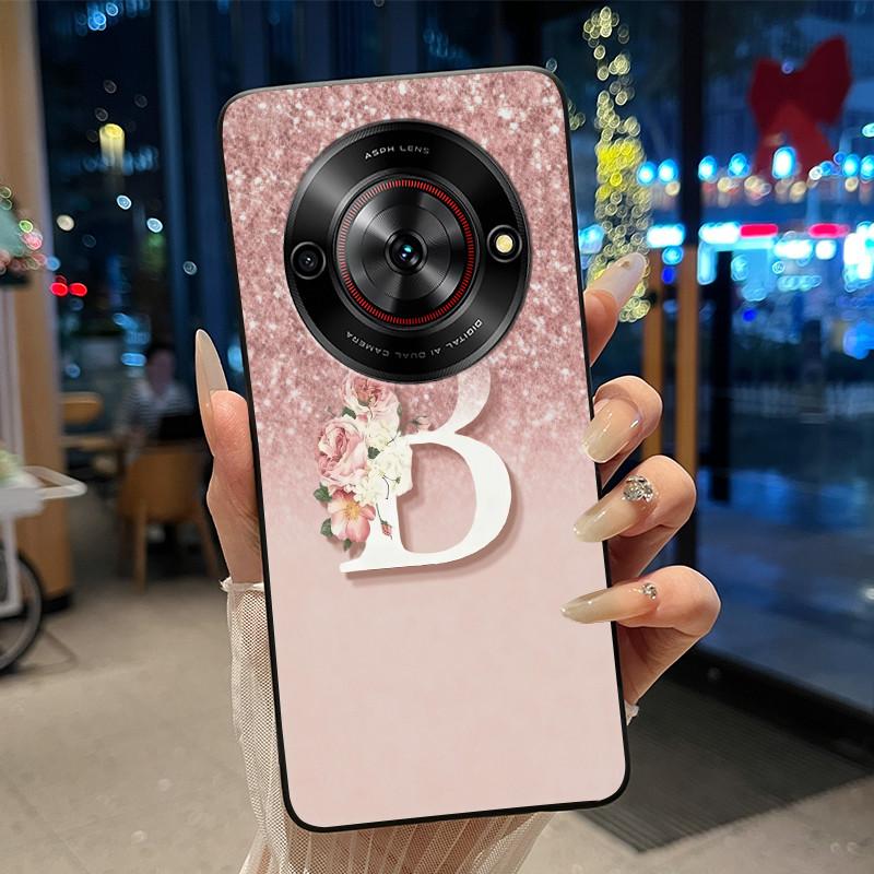 

Anti-scratch Soft Case For ZTE Blade A75 5G/ Nubia Focus 5G Custom Name A to Z Letter With Flower Starry Sky Pattern Casing ZTE Blade A75 5G