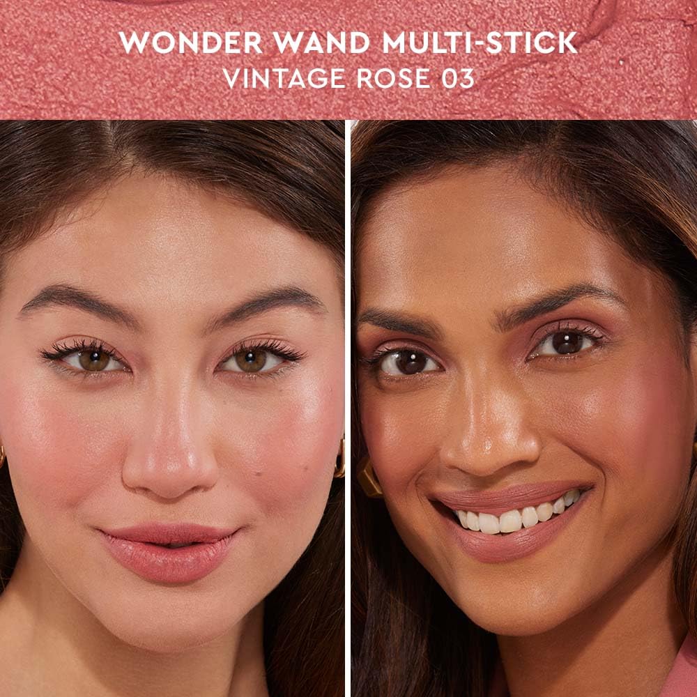 Kiro Wonder Wand Multi-Stick - Vintage Rose, 7.5g | 3-in-1 Stick - Blush, Eyeshadow & Lip Tint | Creamy, Weightless & Long-Lasting | Infused with R