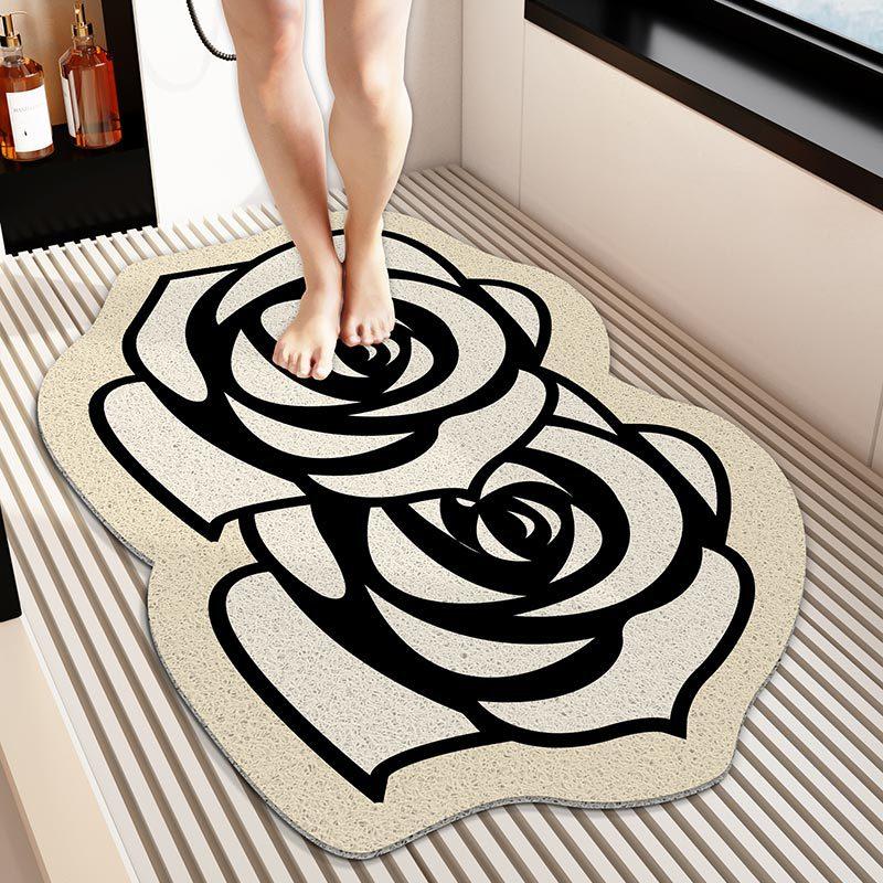 Flower Bathroom Wire Ring Non-slip Mat Shower Room Bathroom Bathroom Mat for The Elderly Easy To Clean