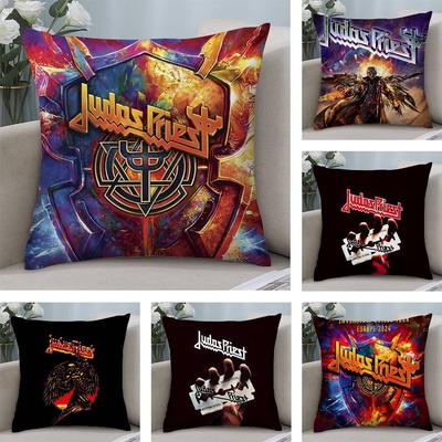 J-Judas p-Priest Band Pillow Case Square Double‑Sided Print Cushion Case For Sofa Home Bedchamber Decor Gift
