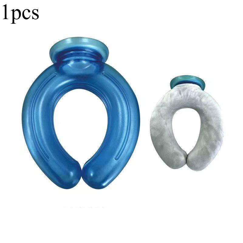 

850ml U-Shaped Hot Cold Pack for Neck Pain High Density PVC Neck Pillow with Large Fill Port Household products for hot and cold 22x18.5cm синий