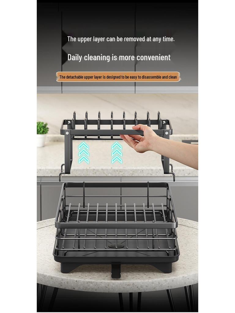 Kitchen Sink Dish Drying Rack with Bowl and Chopsticks Storage