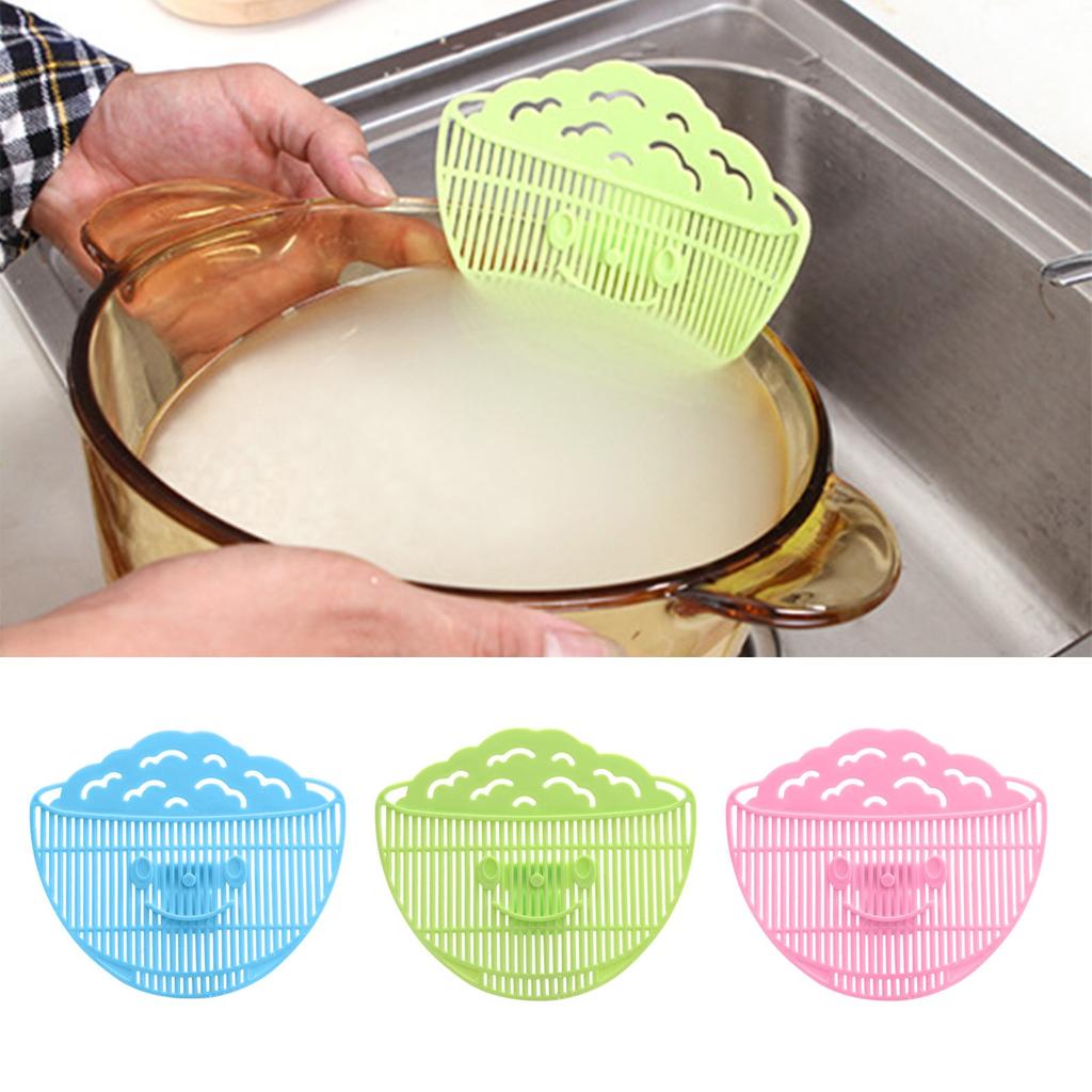 Kitchen Manual Draining Smiling Face Rice Washing Device Clip Type Kitchen Utensil