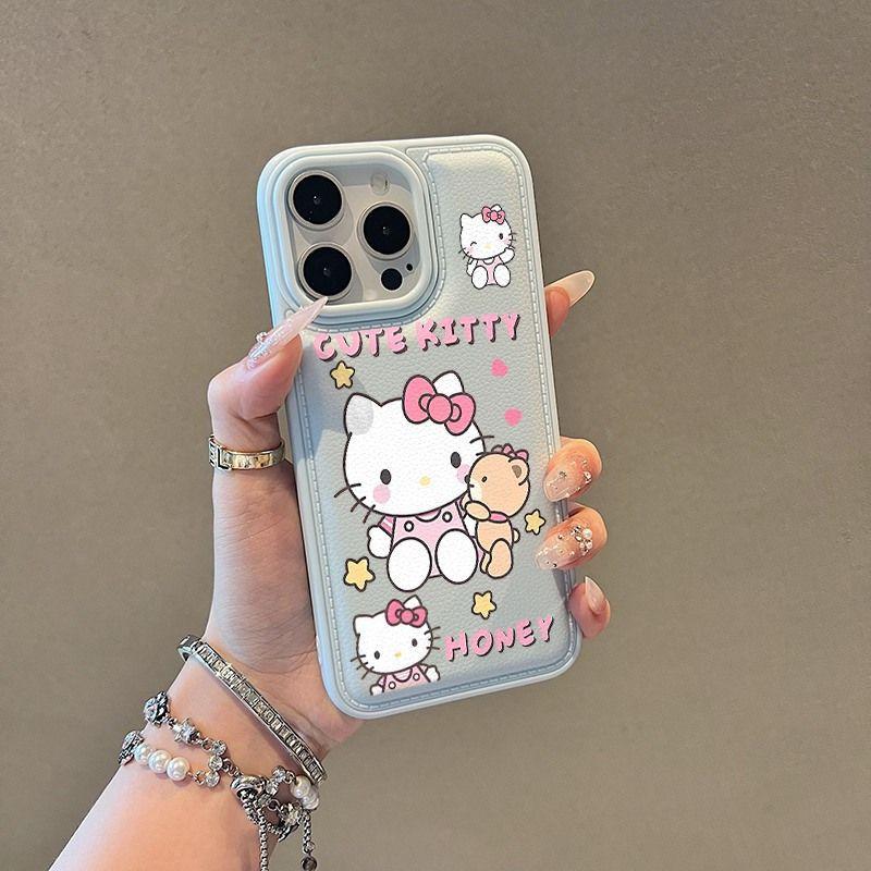 Hello Kitty is suitable for Apple 17 mobile phone case iphone16pro15/14 anti-drop 1312 leather pattern large hole painting