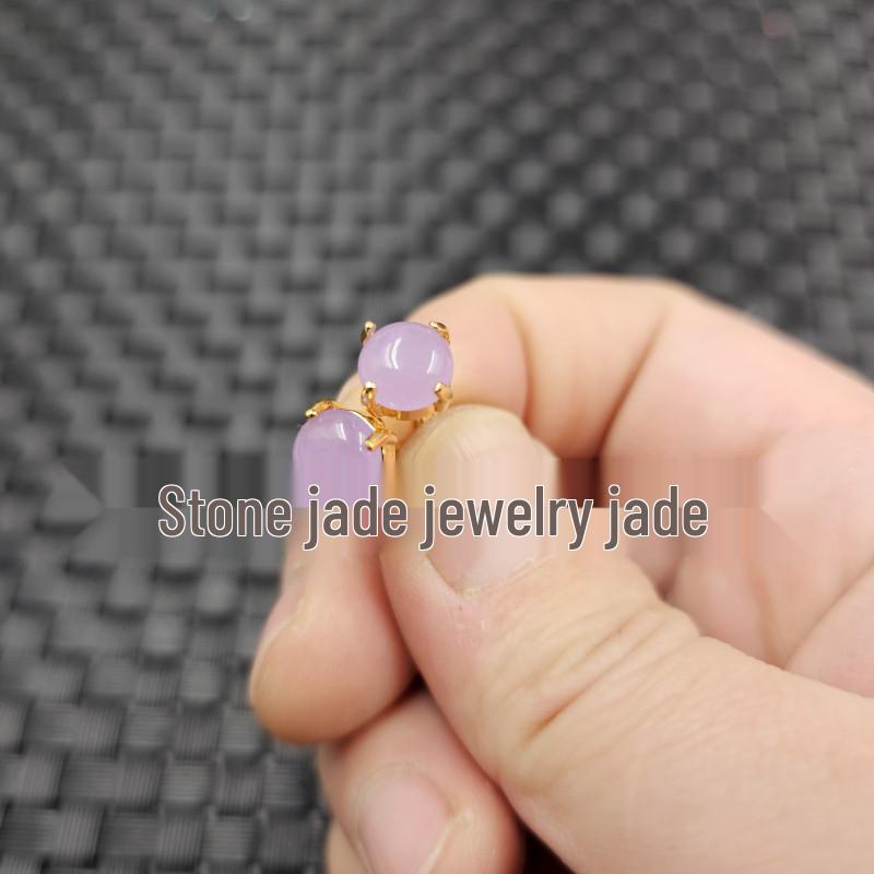 Emerald Violet Jade and Purple Quartzite Dangle Stud Earrings for Women. Silver Edition
