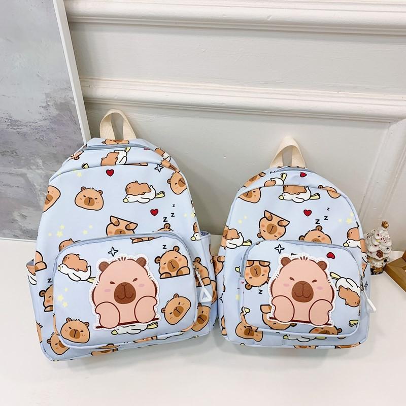 Capybara Childrens Trendy Backpack Stylish Nylon School Bag For Boys Girls And