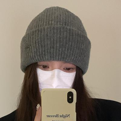 Autumn and Winter Face Showing Japanese Style Warm Woolen Hat Pile Hat Big Head Circumference Gray Baotou Hat Versatile and Trendy