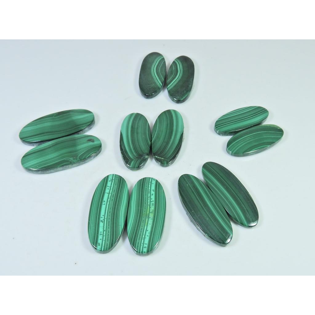 304Cts.Natural Malachite Matched Pair Oval Cabochon Loose Gemstone 6Pair Lot C-860