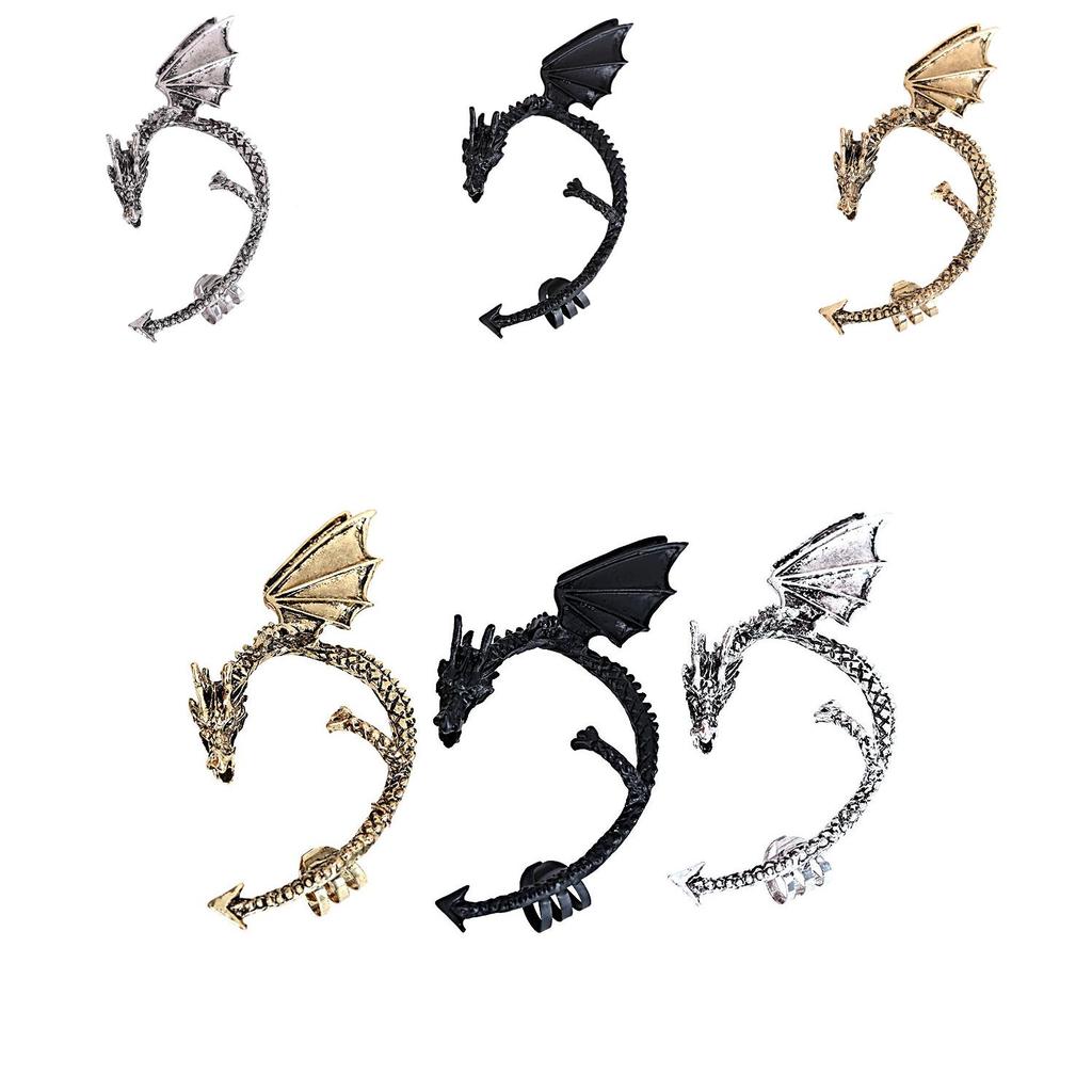 Dragon Punk Ear Cuffs With Alloy Electroplated Finish For Unisex Gothic Style