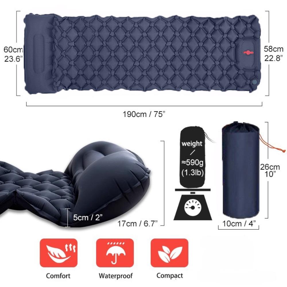 75×23.6in Beach Inflatable Mattress TPU Nylon Outdoor Sleeping Pad Durable Travel Mat
