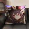 Cute Hu Tao Genshin Impact Cushion Cover Natural Linen Organic Fabric Double-Sided Printing Sofa Home Decor Gift Pillow Case