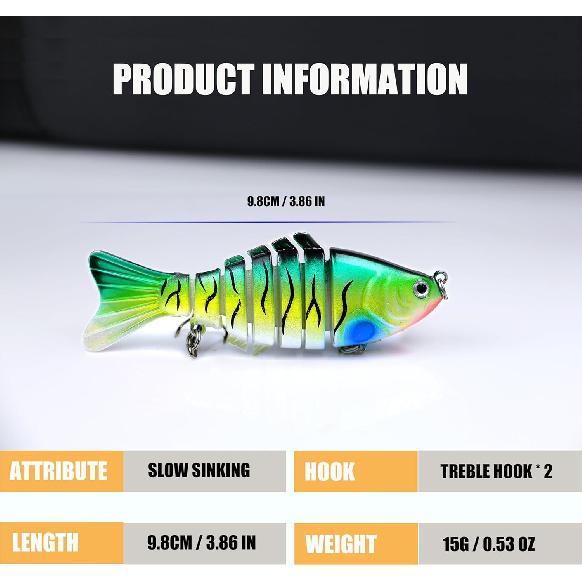 5 PCS Multi Jointed Swimbaits Fishing Lures for Bass Trout Perch Slow Sinking Lifelike Fishing Lure Kit Swimming Lures Freshwater Saltwater