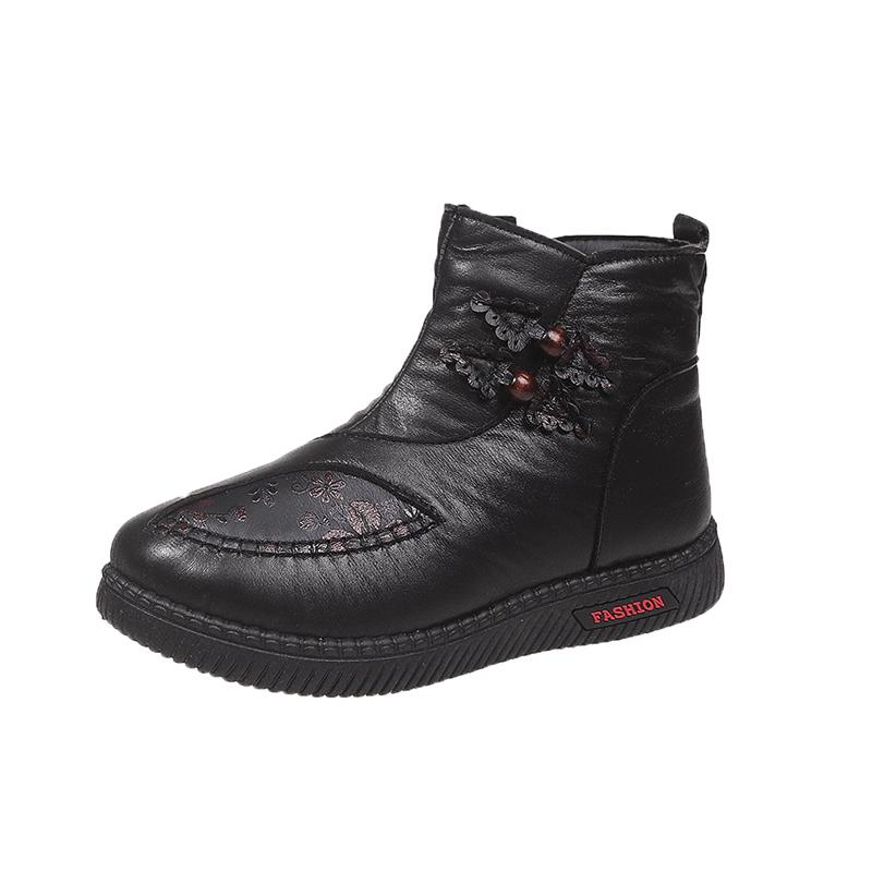 Women'S Snow Boots Winter Fashionable Comfortable Warm Flat Boots Thick Sole Embroidered Women'S Shoes  De Mujer 41