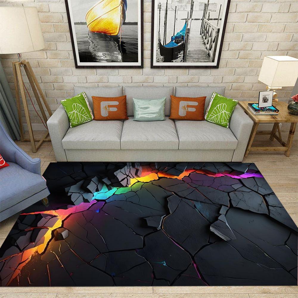 Visual Three-dimensional Carpet Luminous Geometric Pattern Living Room Rug Winter Warm Non Slip Floor Mat Home Decoration