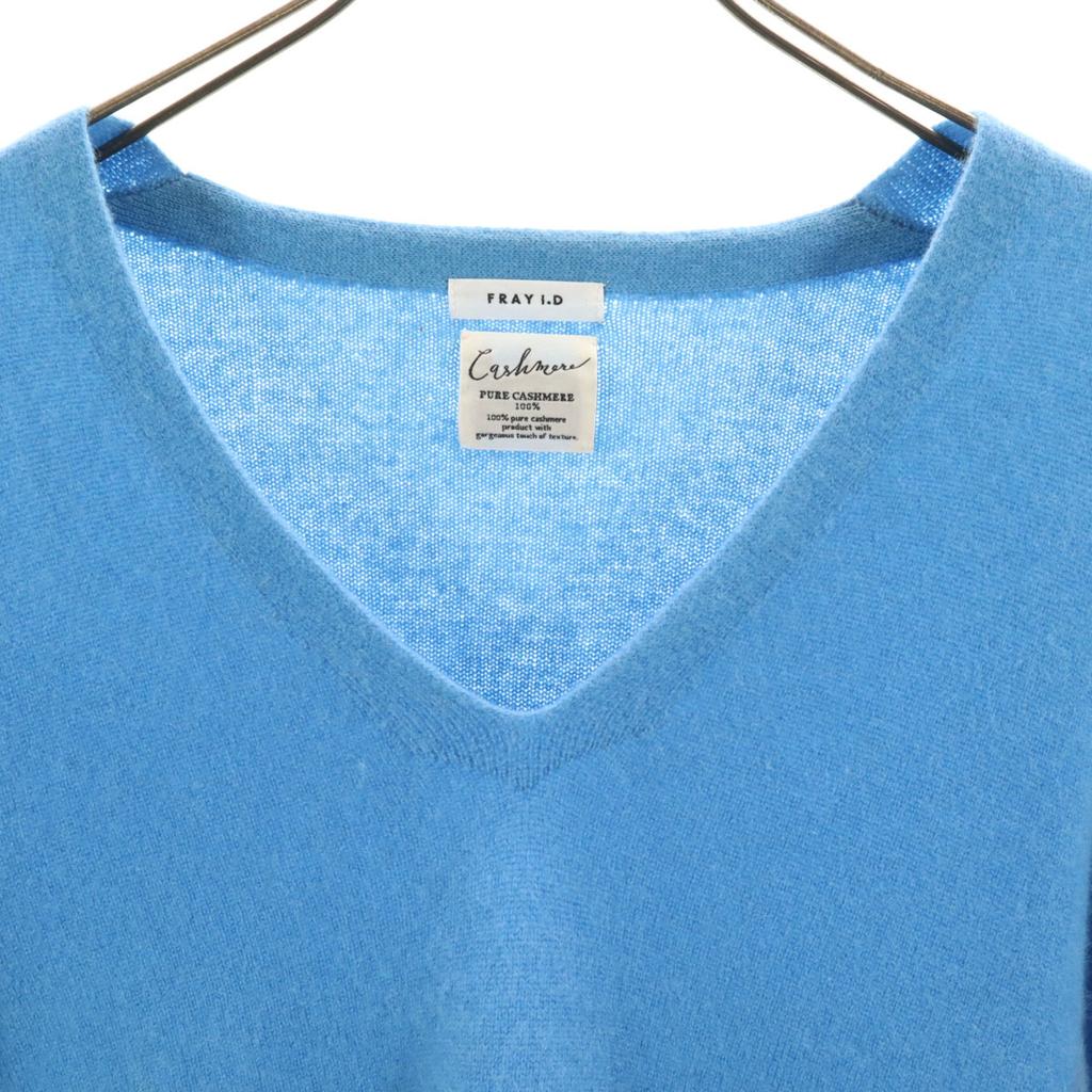 FRAY I.D Cashmere 100% Long sleeve V neck sweater F light blue knit Women Used