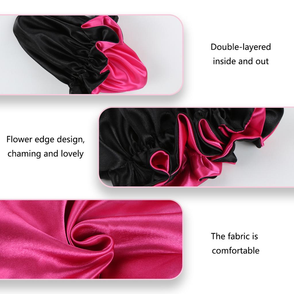 Double-Layered Four Seasons Minimalist Hair Bonnet Satin Bonnet Sleep Caps Can Be Worn On Both Sides Versatile Caps for Female