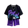2024 Boys' Trendy Casual Short-Sleeve Two-Piece Set: Printed Round Neck Sports Tee & Shorts