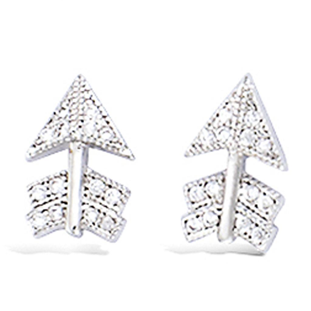 Les Trésors De Lily [L7448] - Boucles Argent 'Flèche de Cupidon' Blanc argenté (rhodié) - 10x5 mm