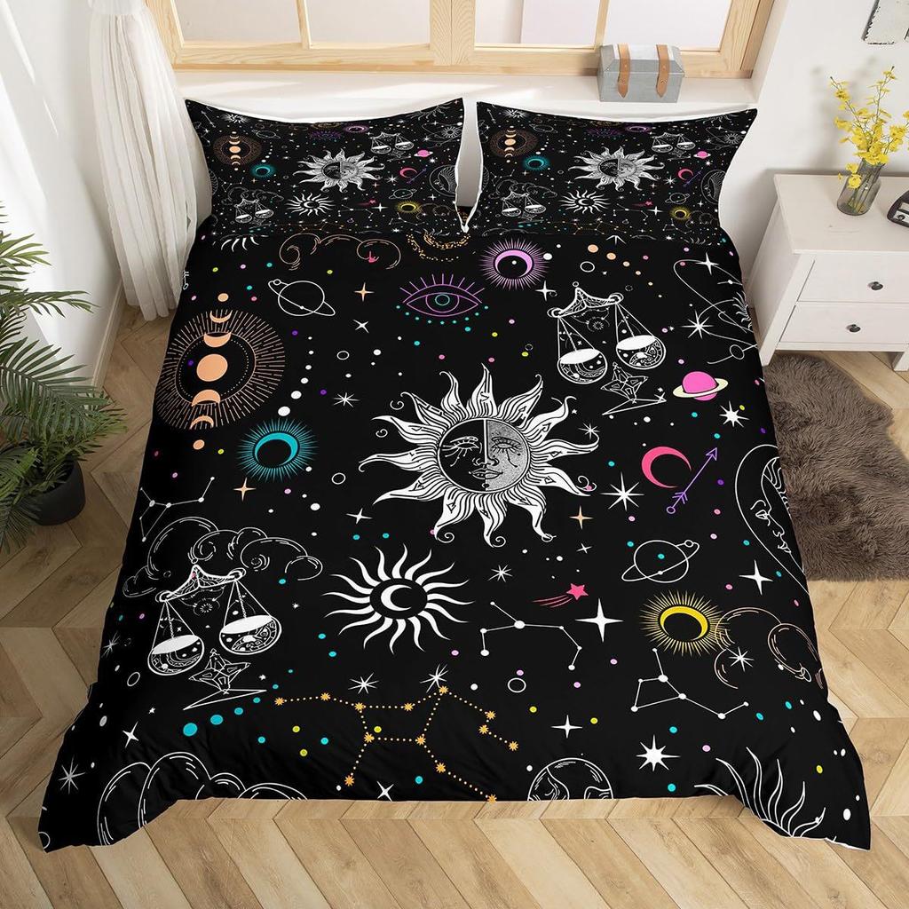 Sol og Måne Sengetøy Elegant Gull Sol og Måne Dynesett Tredelt Sett