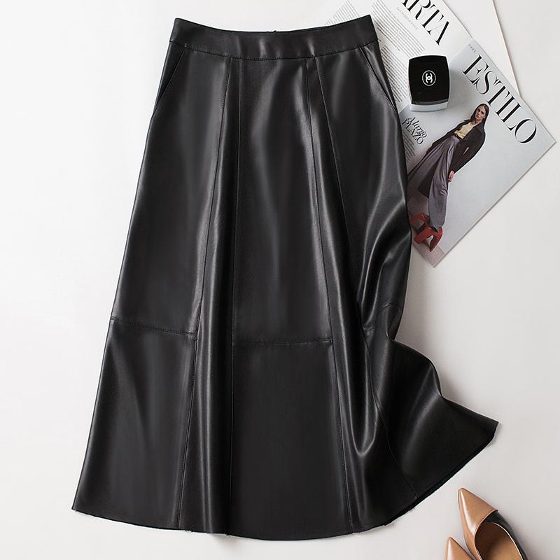 

Women s Cross-Strap Leather A-line Skirt - Mid-length, High-waist, Slimming Umbrella Design, Fashionable Wide Hem, 2025 Autumn/Winter Collection. 3XL 31