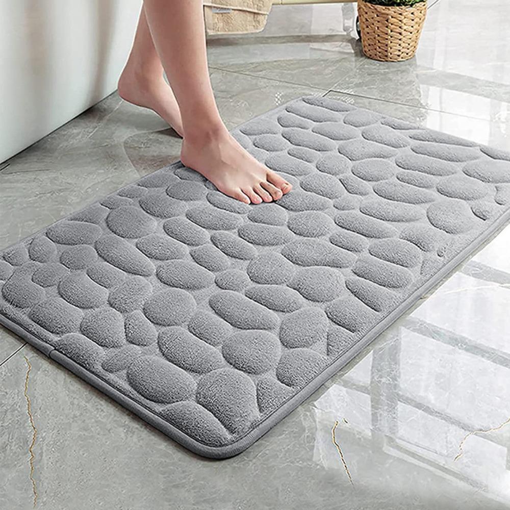 Badrumsmatta Bad Halkfria mattor i tvättställ Badkar Sidogolv Matta Duschrum Dörrmatta Memory Foam 3D Pad
