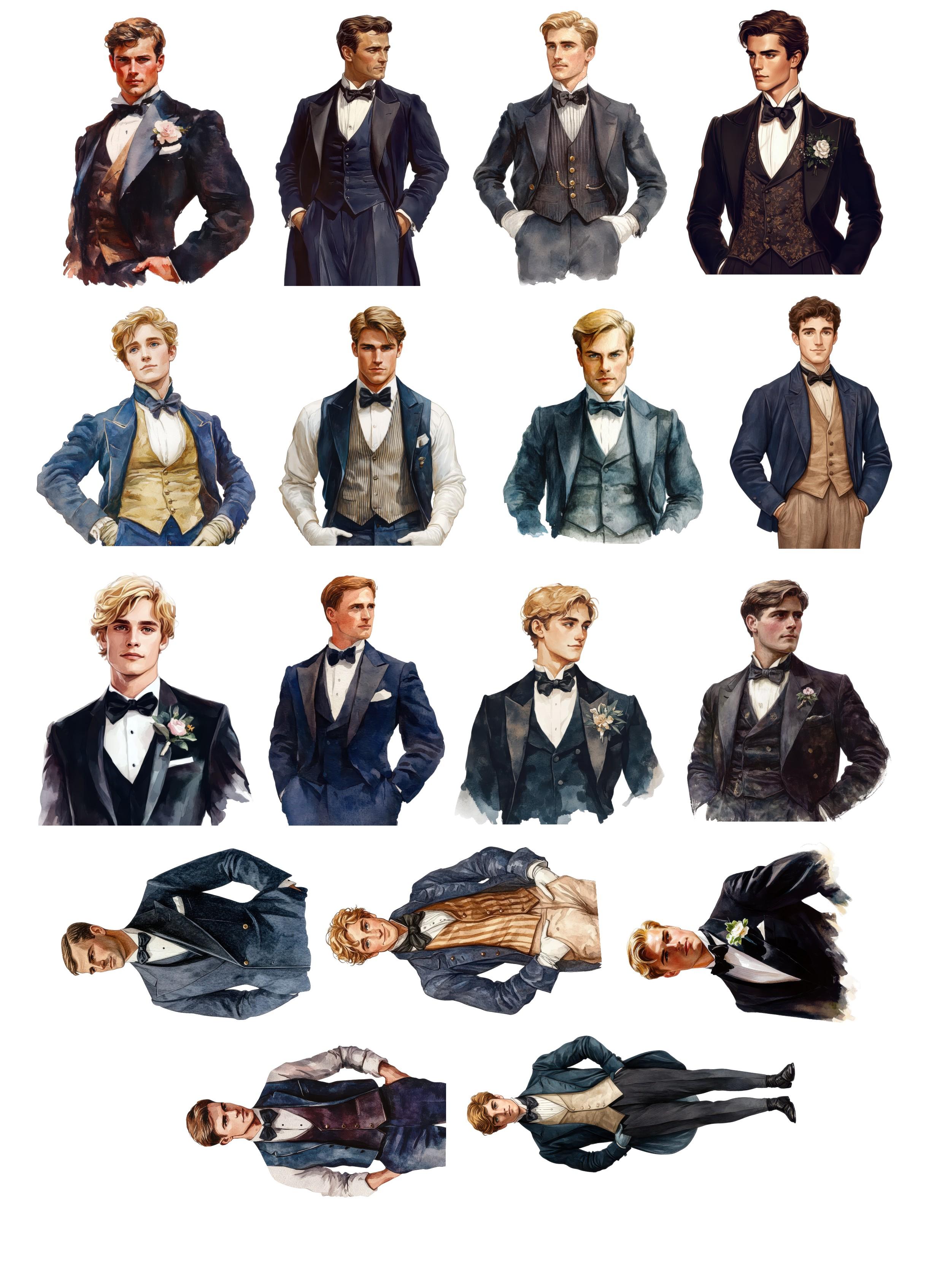 

Cute Waterproof Retro European Gentleman Decorative Stickers for Journal Scrapbooking DIY Album INS Style Stationery білий