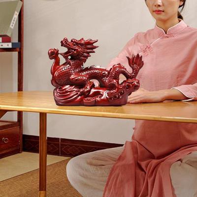 Drachen-Ornament, chinesische Feng Shui-Drachenstatue, glückliche Holztiere, Figur für Büro- und Heimdekoration