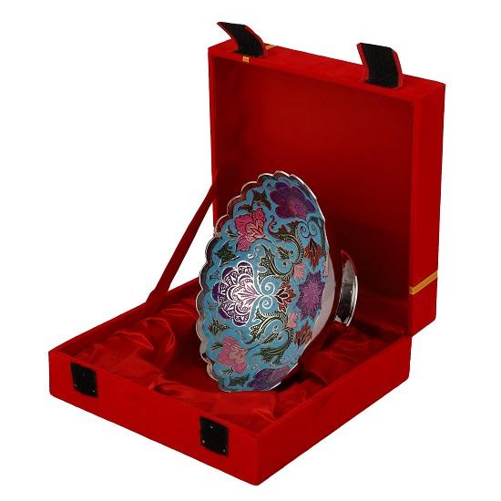 Decorative Brass Table Bowl Diwali Gift for Home Decor 19.05cm Blue