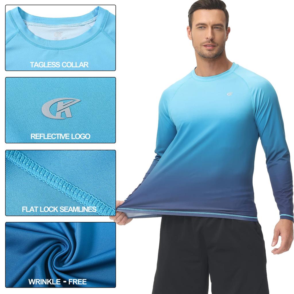 Rashguard for Long Cool to the UV Quick Sunburn Prevention [Hyzhwl] Men, Sleeve, Swimwear, T-Shirt, UPF50+, Touch, Protection, Amphibious, Drying,